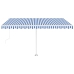 Toldo de pie automático azul y blanco 450x350 cm