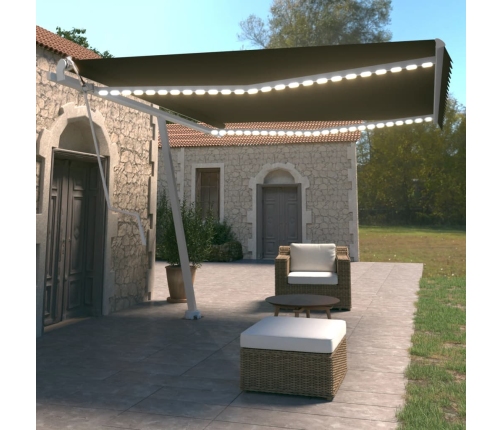 Toldo automático LED sensor de viento gris antracita 450x350 cm