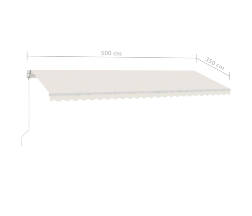 Toldo retráctil manual con luz LED crema 500x350 cm