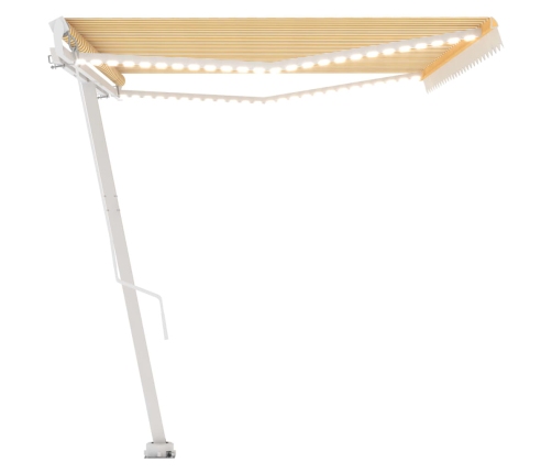 Toldo retráctil manual con LED amarillo y blanco 500x350 cm