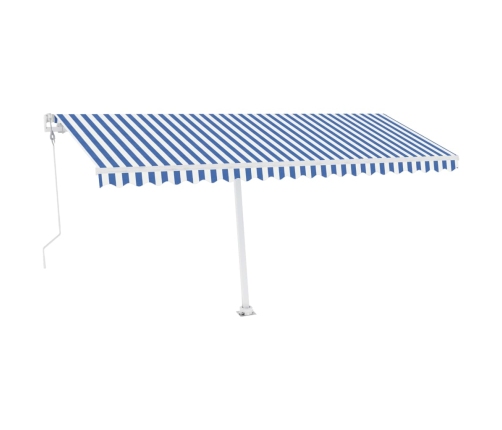 Toldo de pie automático azul y blanco 500x350 cm