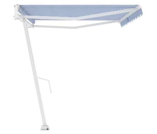 Toldo de pie automático azul y blanco 500x350 cm