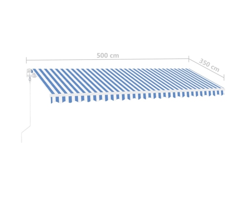 Toldo de pie automático azul y blanco 500x350 cm