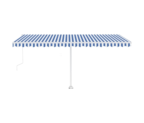 Toldo automático LED sensor de viento azul y blanco 500x350 cm