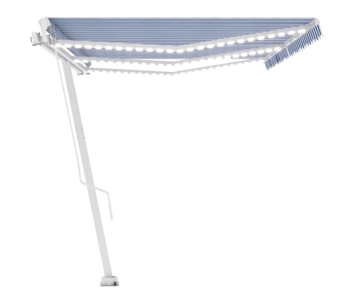 Toldo manual retráctil con LED azul y blanco 600x350 cm