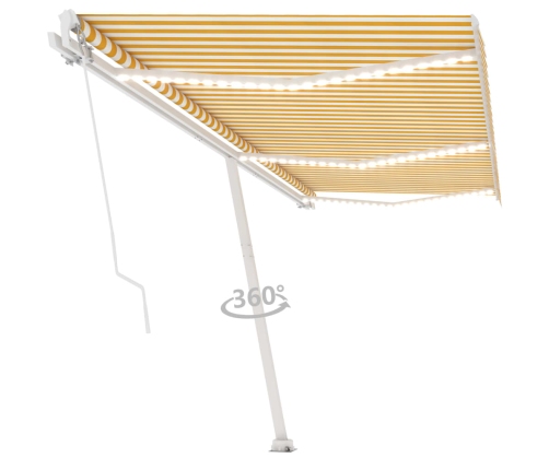 Toldo manual retráctil con LED amarillo y blanco 600x350 cm