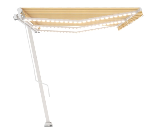 Toldo manual retráctil con LED amarillo y blanco 600x350 cm