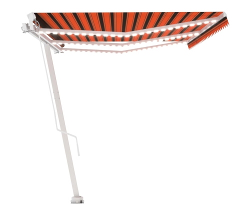 Toldo manual retráctil con LED naranja y marrón 600x350 cm