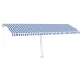 Toldo de pie automático azul y blanco 600x350 cm