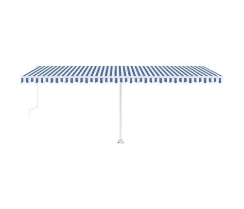 Toldo de pie automático azul y blanco 600x350 cm