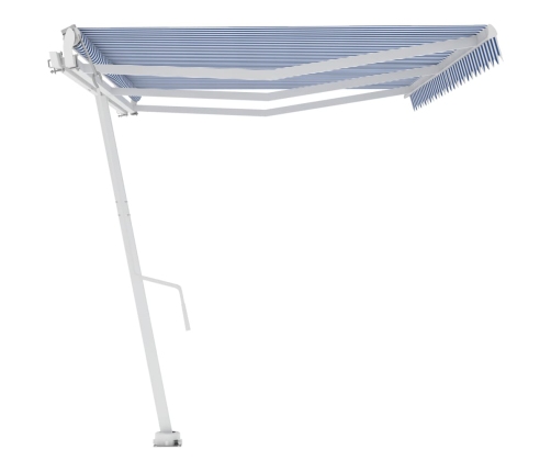 Toldo de pie automático azul y blanco 600x350 cm