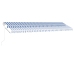 Toldo de pie automático azul y blanco 600x350 cm