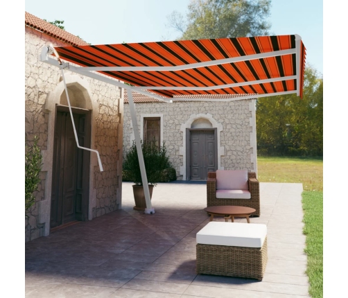 Toldo de pie automático naranja y marrón 600x350 cm