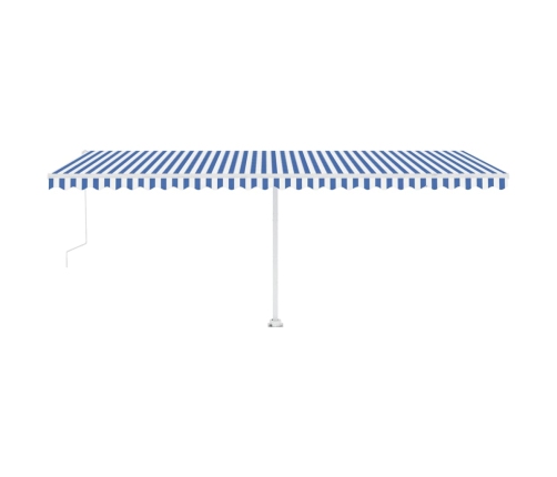 Toldo automático LED sensor de viento azul y blanco 600x350 cm