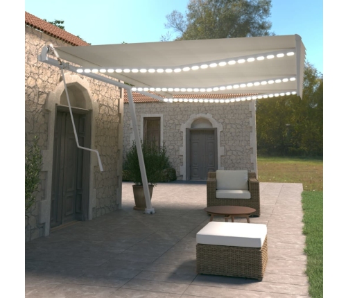 Toldo automático con LED sensor de viento crema 600x350 cm