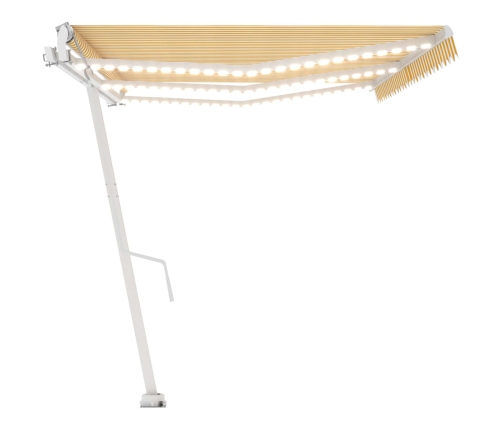 Toldo automático LED sensor de viento amarillo blanco 600x350cm