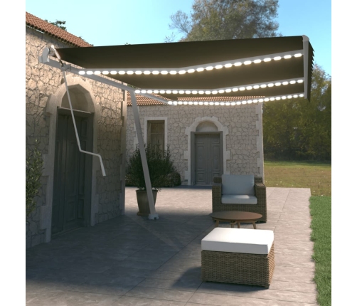 Toldo automático LED sensor de viento gris antracita 600x350 cm