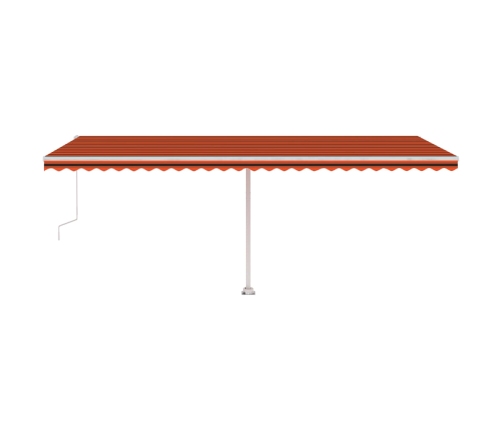 Toldo automático LED sensor de viento naranja marrón 600x350 cm