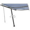 Toldo de pie manual retráctil azul y blanco 300x250 cm