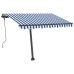 Toldo de pie manual retráctil azul y blanco 300x250 cm