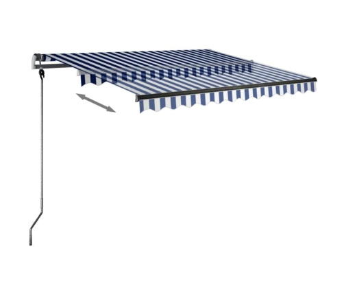 Toldo de pie manual retráctil azul y blanco 300x250 cm