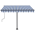 Toldo de pie manual retráctil azul y blanco 300x250 cm