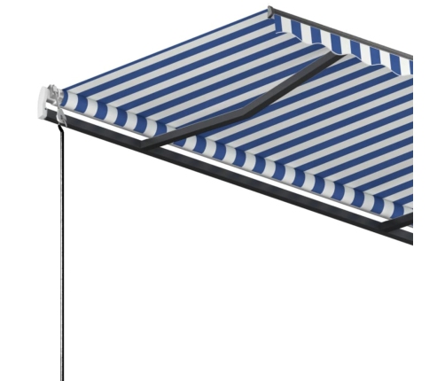 Toldo de pie manual retráctil azul y blanco 300x250 cm