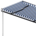 Toldo de pie manual retráctil azul y blanco 300x250 cm