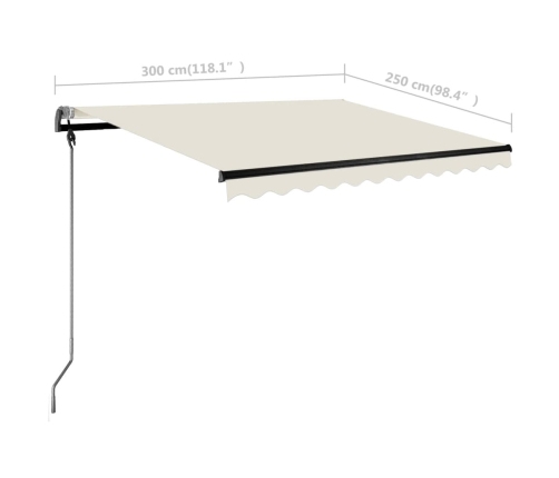 Toldo de pie retráctil manual crema 300x250 cm