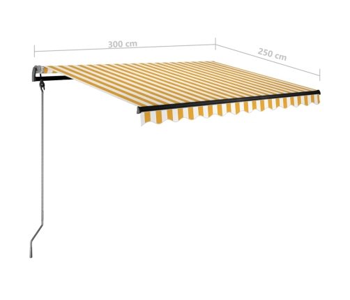 Toldo de pie retráctil manual amarillo y blanco 300x250 cm