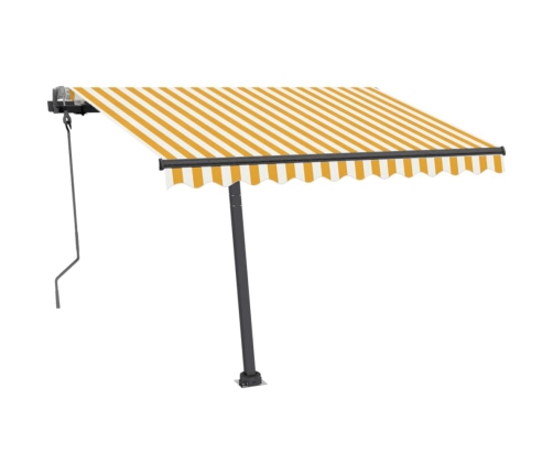 Toldo de pie retráctil manual amarillo y blanco 300x250 cm