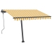 Toldo de pie retráctil manual amarillo y blanco 300x250 cm