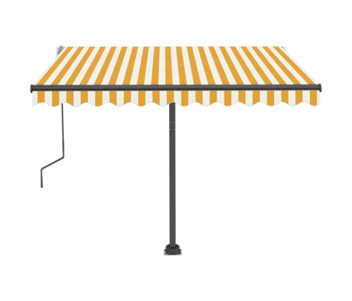 Toldo de pie retráctil manual amarillo y blanco 300x250 cm