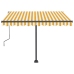 Toldo de pie retráctil manual amarillo y blanco 300x250 cm