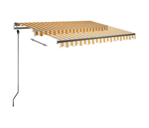 Toldo de pie retráctil manual amarillo y blanco 300x250 cm