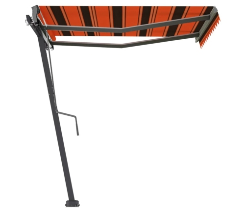 Toldo de pie retráctil manual naranja y marrón 300x250 cm