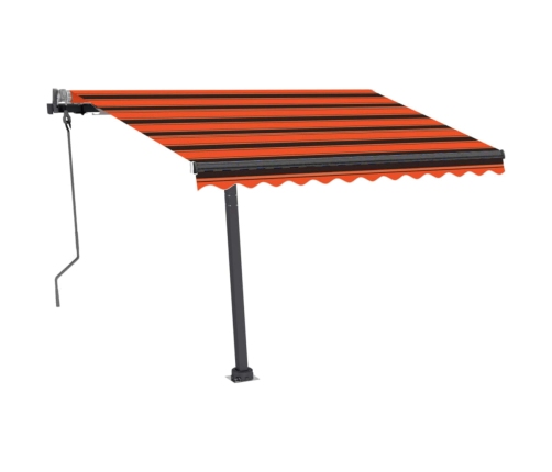 Toldo de pie retráctil manual naranja y marrón 300x250 cm