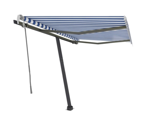 Toldo manual retráctil con LED azul y blanco 300x250 cm