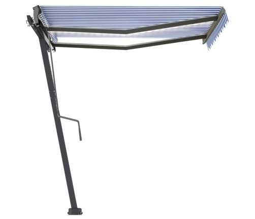 Toldo manual retráctil con LED azul y blanco 300x250 cm