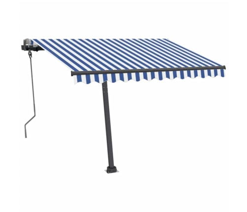 Toldo manual retráctil con LED azul y blanco 300x250 cm