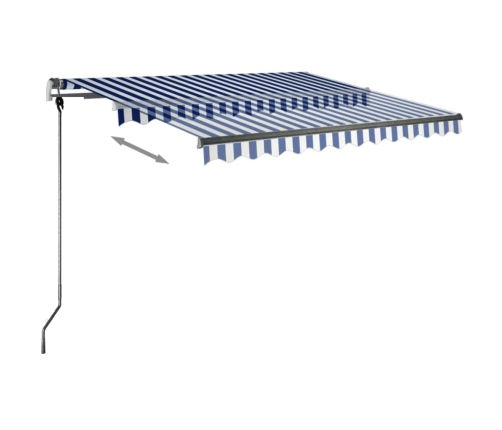 Toldo manual retráctil con LED azul y blanco 300x250 cm