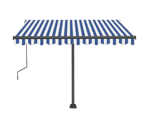 Toldo manual retráctil con LED azul y blanco 300x250 cm