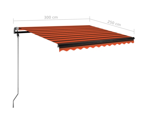 Toldo manual retráctil con LED naranja y marrón 300x250 cm