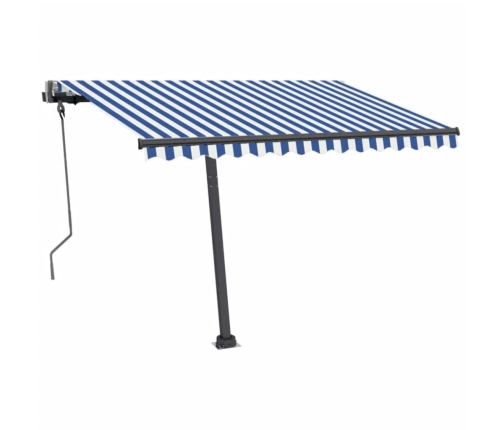 Toldo de pie automático azul y blanco 300x250 cm