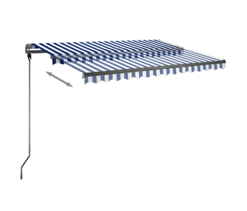 Toldo de pie automático azul y blanco 300x250 cm