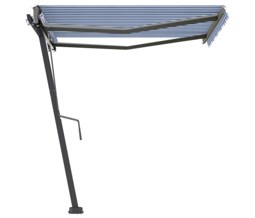 Toldo de pie automático azul y blanco 300x250 cm