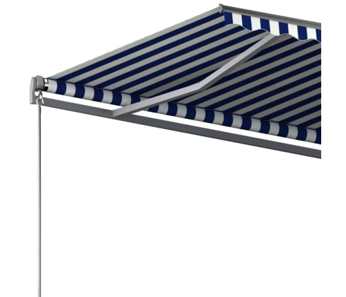 Toldo de pie automático azul y blanco 300x250 cm