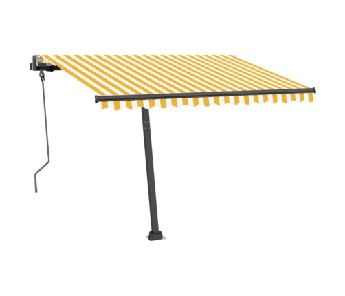 Toldo de pie automático amarillo y blanco 300x250 cm