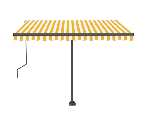 Toldo de pie automático amarillo y blanco 300x250 cm