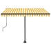 Toldo de pie automático amarillo y blanco 300x250 cm